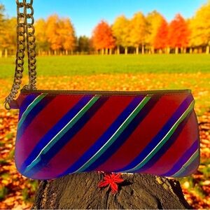 Ralph Lauren Rugby Silk Wristlet Skull & Crossbones Zipper Closure